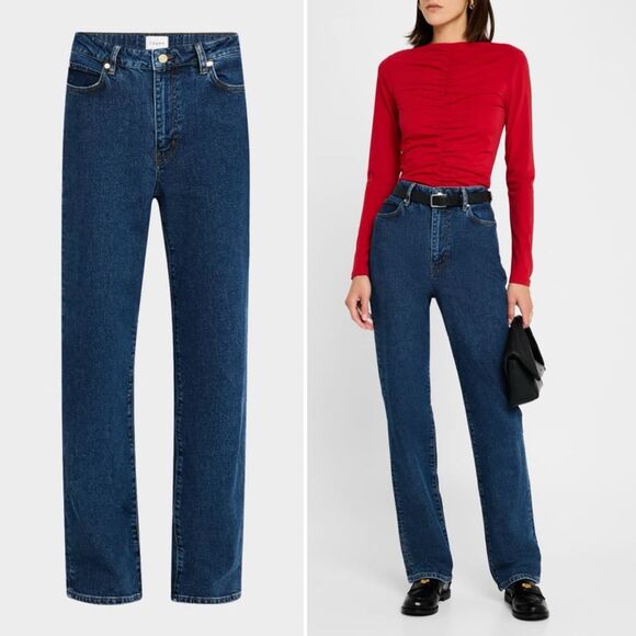 FRAME The Ruler Straight Leg Jeans in Written Blue Wash Size 29 High Rise Denim - Picture 12 of 12